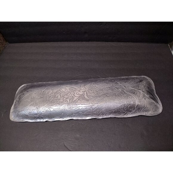 Arthur Court Metal Serving Platter, 19" Rectangular Fish Design Tray Mid Century - Picture 3 of 16